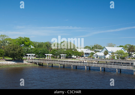 Georgia, St. Marys. Coastal view of St. Marys port area along the St. Mary River. Stock Photo