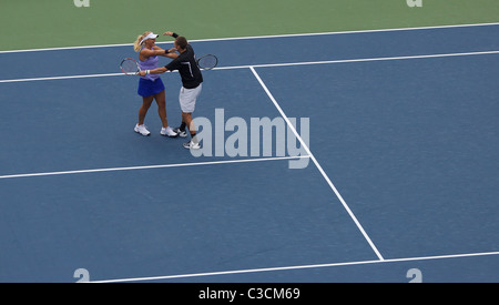 Carly Gullickson and Travis Parrott, USA winning the mixed doubles final during the US Open Tennis Tournament at Flushing Meadow Stock Photo