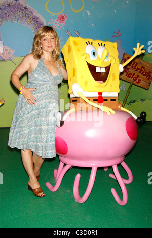 Amy Carlson attends the unveiling of a SpongeBob SquarePants wax figure