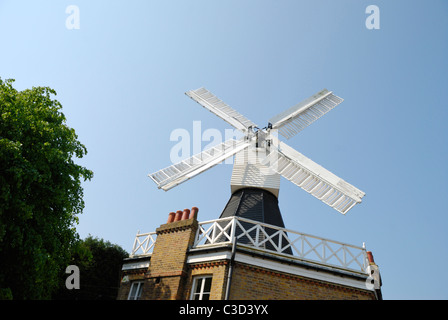 Wimbledon Windmill, Wimbledon Common, London, England. This is the last hollow post flour mill in the country. Stock Photo