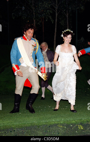 Anne Hathaway and Raul Esparza Opening Night Curtain Call for 'Twelfth Night' at Shakespeare In The Park held at the Delacorte Stock Photo