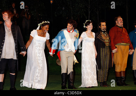 Audra McDonald, Raul Esparza, Anne Hathaway, David Pittu and Jay O. Sanders Opening Night Curtain Call for 'Twelfth Night' at Stock Photo