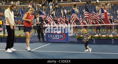 Kim Clijsters, Belgium, winning the Women's Singles Final  at the US Open Tennis Tournament at Flushing Meadows, New York, USA.. Stock Photo