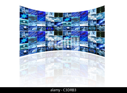 Multi screens showing various business images on white Stock Photo