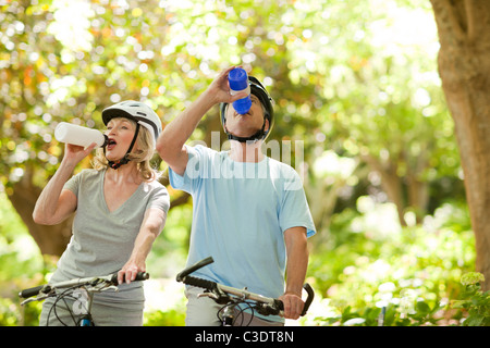 Senior couple drinking water Stock Photo
