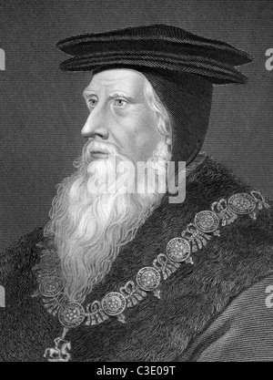 John Russell, 1st Earl of Bedford (1485-1554/1555) on engraving from 1838. English royal minister in the Tudor era. Stock Photo