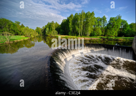 Lama - a river in the Moscow region, Yaropoletskaya hydropower stations Stock Photo