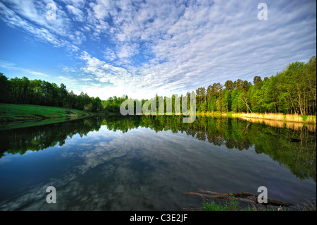 Lama - a river in the Moscow region, Yaropoletskaya hydropower stations Stock Photo