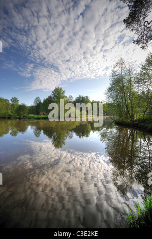 Lama - a river in the Moscow region, Yaropoletskaya hydropower stations Stock Photo