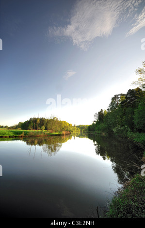 Lama - a river in the Moscow region, Yaropoletskaya hydropower stations Stock Photo