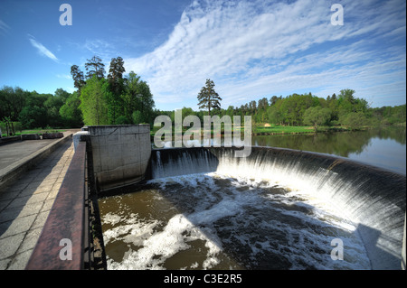 Lama - a river in the Moscow region, Yaropoletskaya hydropower stations Stock Photo