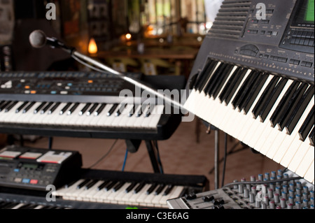 Detail take of a stage ready for a gig Stock Photo