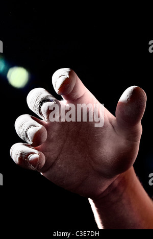 Chalky climber hands Stock Photo