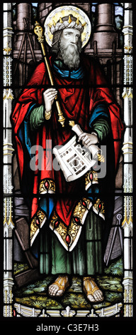 Victorian stained glass window depicting King Solomon, Brinton, Norfolk, England Stock Photo