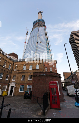 The Shard of Glass skyscraper under construction. Taken from St Thomas Street, Southwark, London, England, UK. Stock Photo