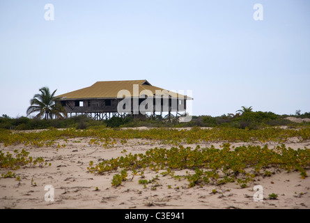 Abandoned House on River landing Beach in Barbuda Stock Photo