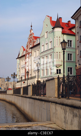 Houses on the waterfront in Kaliningrad Stock Photo