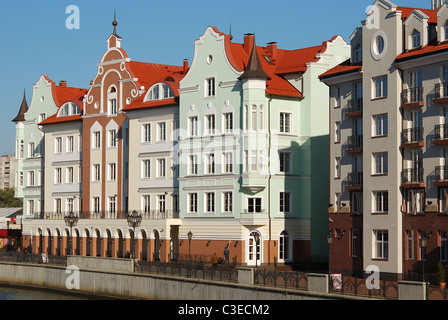 Houses on the waterfront in Kaliningrad Stock Photo