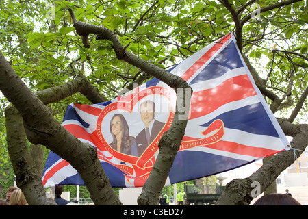 A Union flag of Prince William and Catherine Middleton on their wedding day. Stock Photo