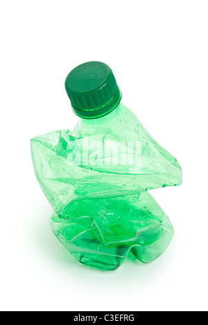 Crushed green Water Bottle close up