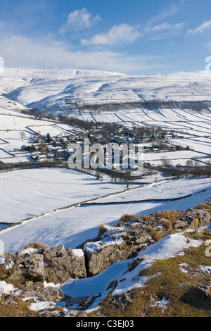 Kettlewell in Wharfedale in winter snow Yorkshire UK Stock Photo