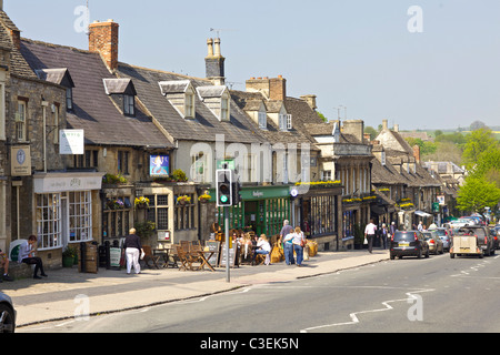 Burford is a small town on the River Windrush in the Cotswold hills in west Oxfordshire, England. Stock Photo