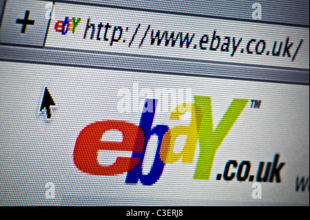 Close up of the eBay logo as seen on its website. (Editorial use only: print, TV, e-book and editorial website). Stock Photo