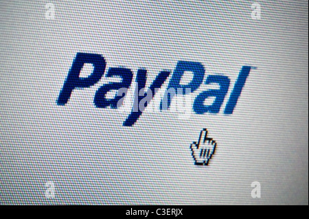 Close up of the PayPal logo as seen on its website. (Editorial use only: print, TV, e-book and editorial website). Stock Photo