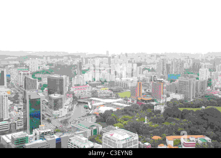 View of Singapore from the Fairmont Hotel Stock Photo