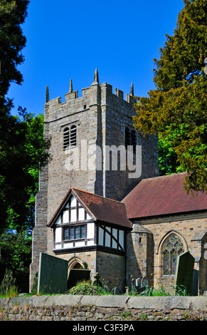 West tower and South porch, Church of Saint Wilfrid. Halton, Lancashire, England, United Kingdom, Europe. Stock Photo