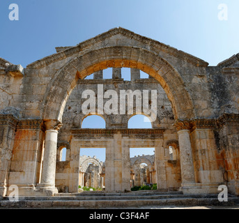 St Simeon. Syria. The Romanesque triple arched south entry to the monastery Church of Saint Simeon.