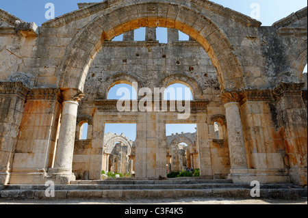St Simeon. Syria. The Romanesque triple arched south entry to the monastery Church of Saint Simeon.