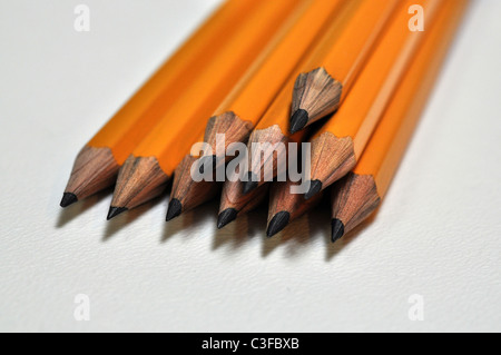 A group of 10 pencils on a white background Stock Photo
