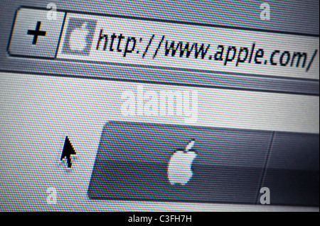 Close up of the Apple logo as seen on its website. (Editorial use only: print, TV, e-book and editorial website). Stock Photo