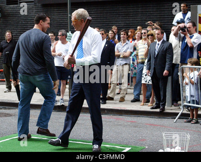 Mark Teixeira and David Letterman outside Ed Sullivan Theatre for the 'Late Show With David Letterman' New York City, USA - Stock Photo