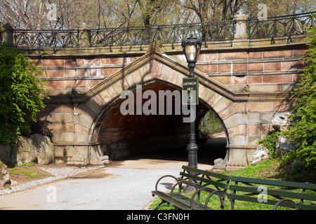 Greywacke Arch Central Park Underpass, NYC Stock Photo