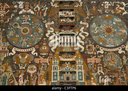 Mexico. Mexico city.University city. Central Library of National Autonomous University of Mexico. Murals of Juan O Gorman. Stock Photo