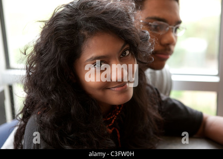 Couple hanging out in cafe Stock Photo