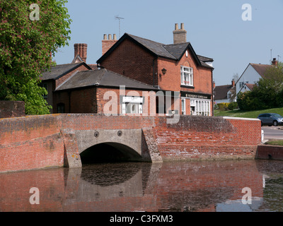 The Bridge over the Pond in  the village of Finchingfield, Essex Stock Photo