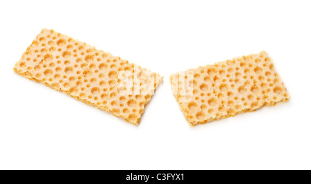 broken crunchy cracker isolated on white background Stock Photo