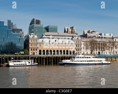 Old Billingsgate Fish Market, City of London and River Thames London UK Stock Photo