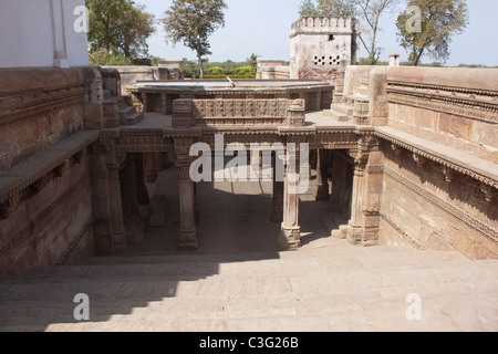 Architectural details of a building, Rani ki Vav, Patan, Ahmedabad, Gujarat, India Stock Photo