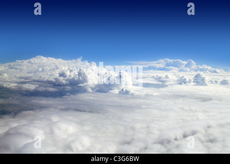 blue sky high view from airplane clouds shapes Stock Photo
