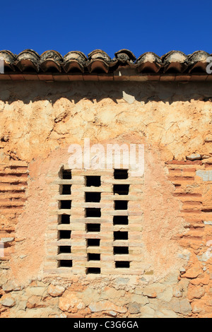 bricks window in masonry wall ancient architecture detail Stock Photo