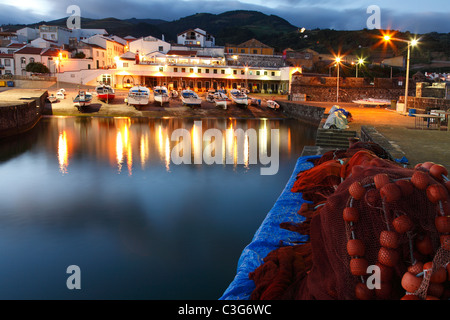 The harbour of Vila Franca do Campo at dusk. Sao Miguel island; Azores islands; Portugal. Stock Photo