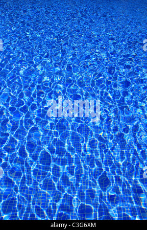 blue tiles swimming pool water reflection texture image Stock Photo