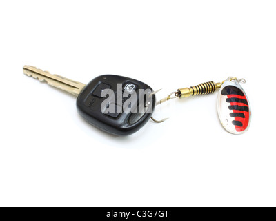 Car a key caught on a spinner for the big predatory fish Stock Photo