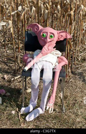 Scarecrow of the Harry Potter Dobby character. Stock Photo