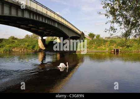 Jubilee Bridge and River Avon near Fladbury, Worcestershire, England, UK Stock Photo