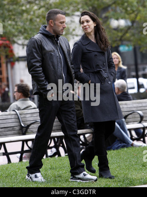 Ben Affleck and Rebecca Hall on the set of 'The Town' filming in Copley Square Boston, Massachusetts - 01.10.09 Stock Photo
